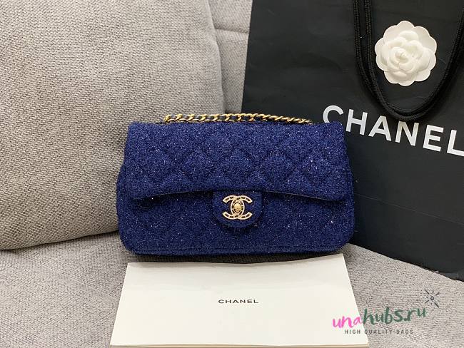 Chanel Sequins Tweed Medium Flap Bag in Blue  - 1