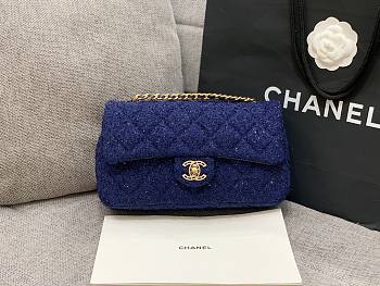 Chanel Sequins Tweed Medium Flap Bag in Blue 