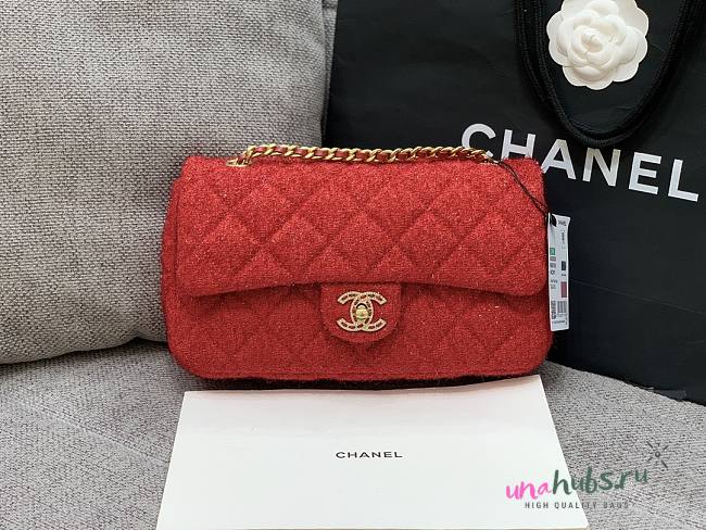 Chanel Sequins Tweed Medium Flap Bag in Red - 1