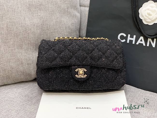 Chanel Sequins Tweed Medium Flap Bag in Black - 1