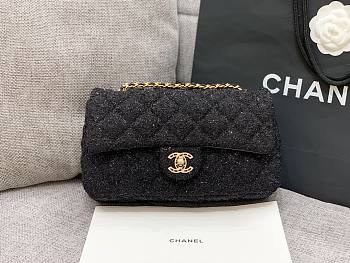 Chanel Sequins Tweed Medium Flap Bag in Black