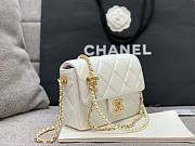 Chanel mini smooth leather pearl chain flap bag  - 5