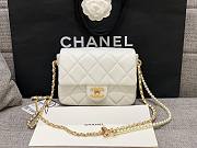 Chanel mini smooth leather pearl chain flap bag  - 1