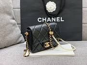 Chanel mini smooth leather pearl chain black flap bag - 3