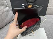 Chanel mini smooth leather pearl chain black flap bag - 4