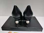 Chanel Black Leather Pearl Heel Pump  - 2