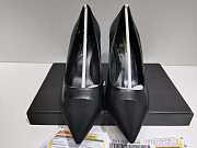 Chanel Black Leather Pearl Heel Pump  - 3