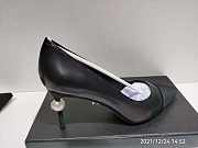 Chanel Black Leather Pearl Heel Pump  - 6