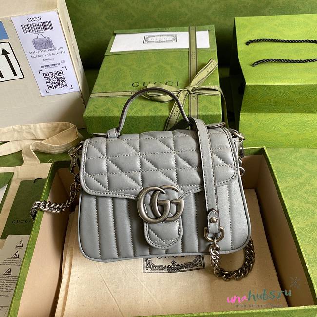  Gucci GG Marmont mini top handle bag in gray - 1