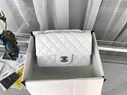 Chanel small classic white silver hardware flap bag 20cm - 1