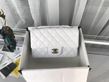 Chanel small classic white silver hardware flap bag 20cm