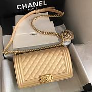 Chanel Small/ Medium Caviar Boy Bag Beige - Gold  - 3