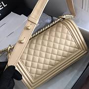 Chanel Small/ Medium Caviar Boy Bag Beige - Gold  - 5