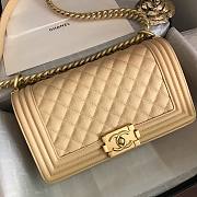 Chanel Small/ Medium Caviar Boy Bag Beige - Gold  - 6