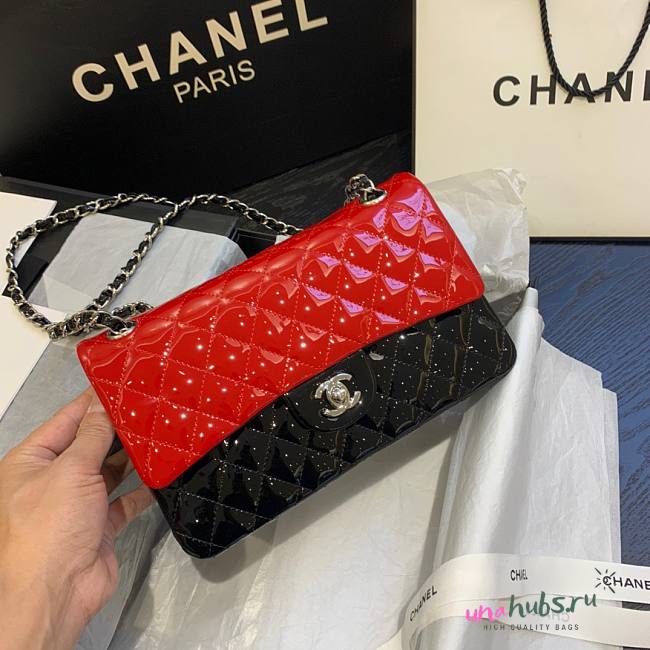 Chanel red patent leather CF flap bag 25cm - 1