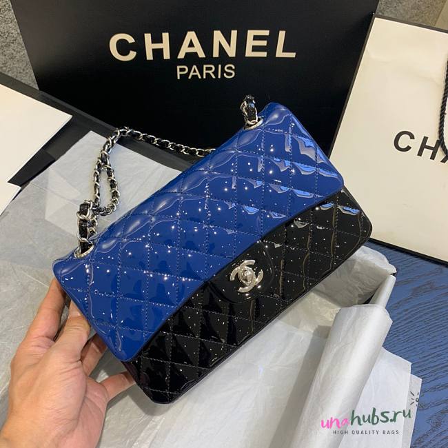 Chanel blue patent leather CF flap bag 25cm - 1