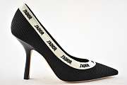 Dior Jadior White Ribbon Logo 10cm Embroidered Cotton Heel Pumps - 6