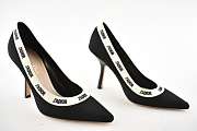 Dior Jadior White Ribbon Logo 10cm Embroidered Cotton Heel Pumps - 4