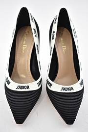 Dior Jadior White Ribbon Logo 10cm Embroidered Cotton Heel Pumps - 2