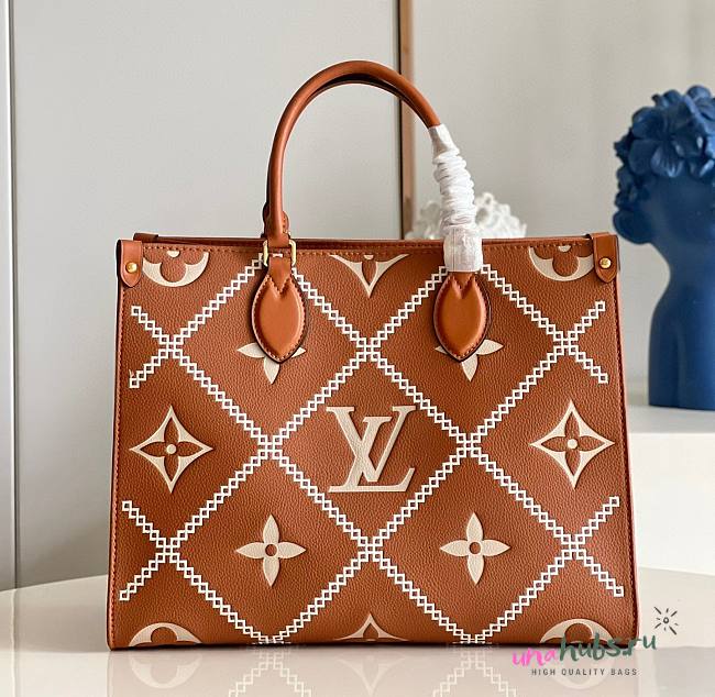 LV OnTheGo MM Monogram Orange Empreinte Leather M45595 - 1