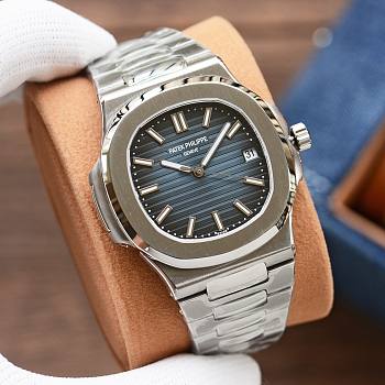 Philip Patek silver blue watch