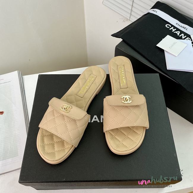 chanel slippers beige - 1