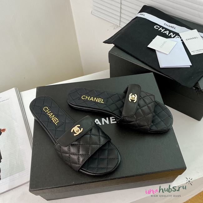 chanel slippers black - 1