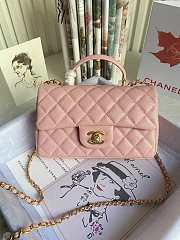 Chanel grained calfskin top handle flap bag new pink 20cm - 1