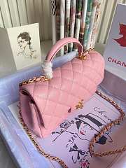 Chanel grained calfskin top handle flap bag new pink 20cm - 3