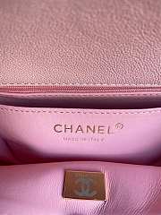 Chanel grained calfskin top handle flap bag new pink 20cm - 5