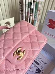 Chanel grained calfskin top handle flap bag new pink 20cm - 4