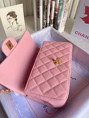 Chanel grained calfskin top handle flap bag new pink 20cm - 6