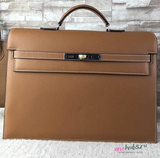 Hermes epsom brown - silver hardware 38cm - 1