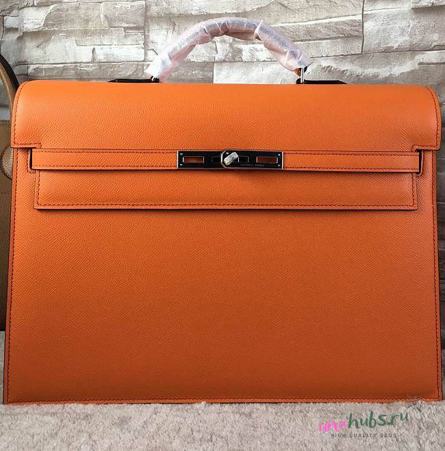 Hermes epsom orange - silver hardware 38cm - 1