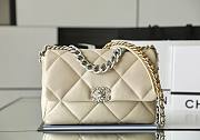 Chanel silver flap cream bag 19 large size - 3