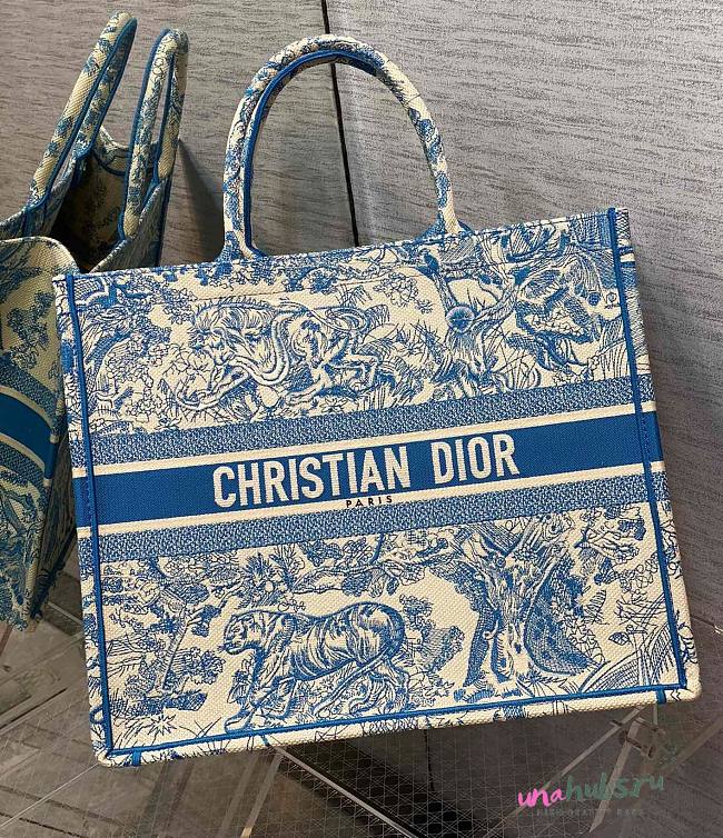 Dior book tote blue tiger 41cm - 1