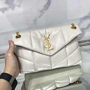 YSL White Puffer Bag Golden Hardware Medium 29cm - 1