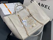 Chanel tote shopping white gold bag - 2