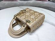 Dior Mini Lady Platinum Metallic Lambskin Bag - 6