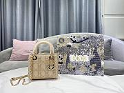 Dior Mini Lady Platinum Metallic Lambskin Bag - 4