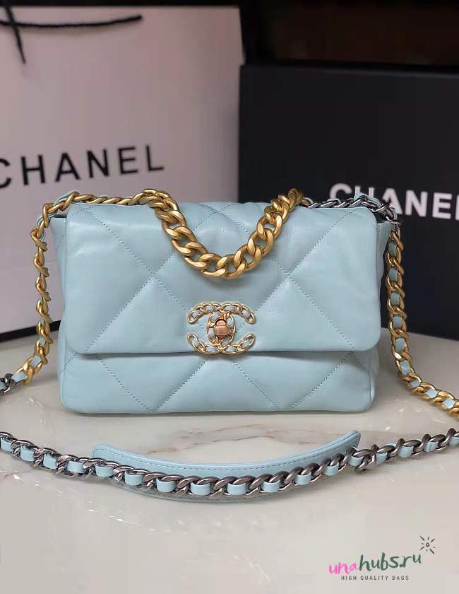 Chanel flap bag light blue 19 bag 26cm  - 1