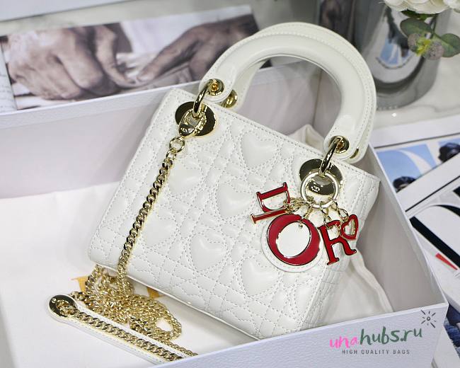 Dior Lady White Amour 20cm Bag - 1