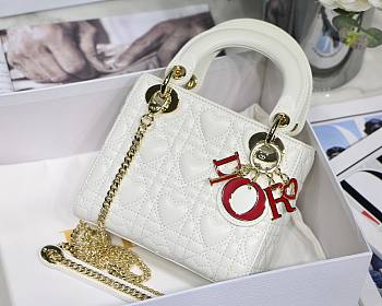 Dior Lady White Amour 20cm Bag