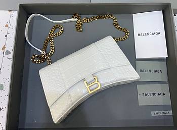 Balenciaga Hourglass Chain White Wallet