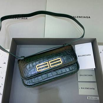 Balenciaga Gossip Small Green Crocodile Bag
