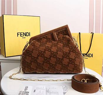 Fendi first brown medium suede bag