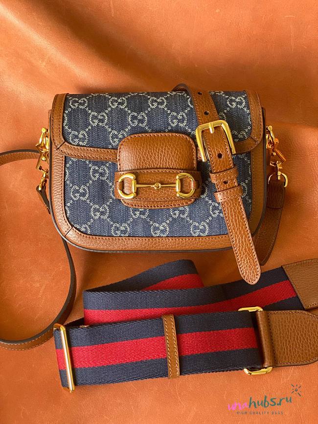 GUCCI mini 1955 Horsebit denim bag - 1