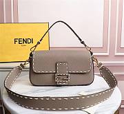 Fendi Baguette white leather medium brown trap bag - 1