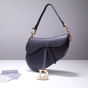 Dior saddle bag original grain leather black 25 cm