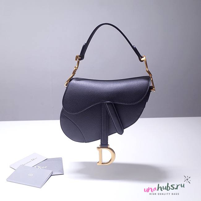 Dior saddle bag original grain leather black 20cm - 1